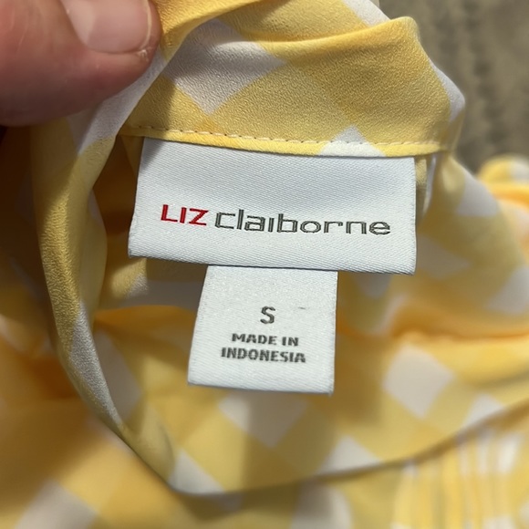 Liz Claiborne Yellow Checkered Top Sz S - Picture 6 of 7